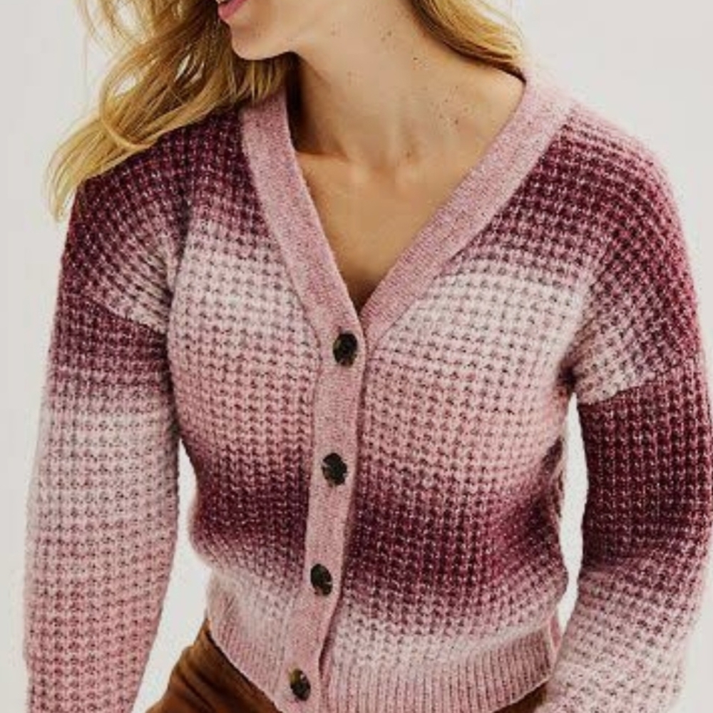 Sonoma Gradient Pink and Burgundy Cardigan